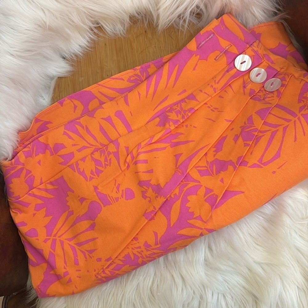 Ella Rafaella | Orange Purple Tropical Tulip Hem Button Pull On Skort Skirt M - Picture 15 of 16